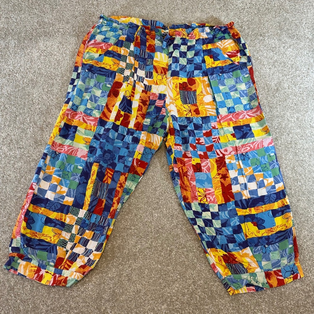 Jams World Patchwork Print Capris in Blue, Yellow, Red, Green